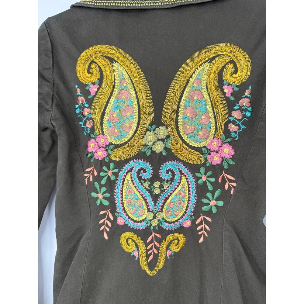 Vintage Biya Two Ten Ten Five Embroidered Paisley Floral Cotton Coat Jacket S - Picture 7 of 13